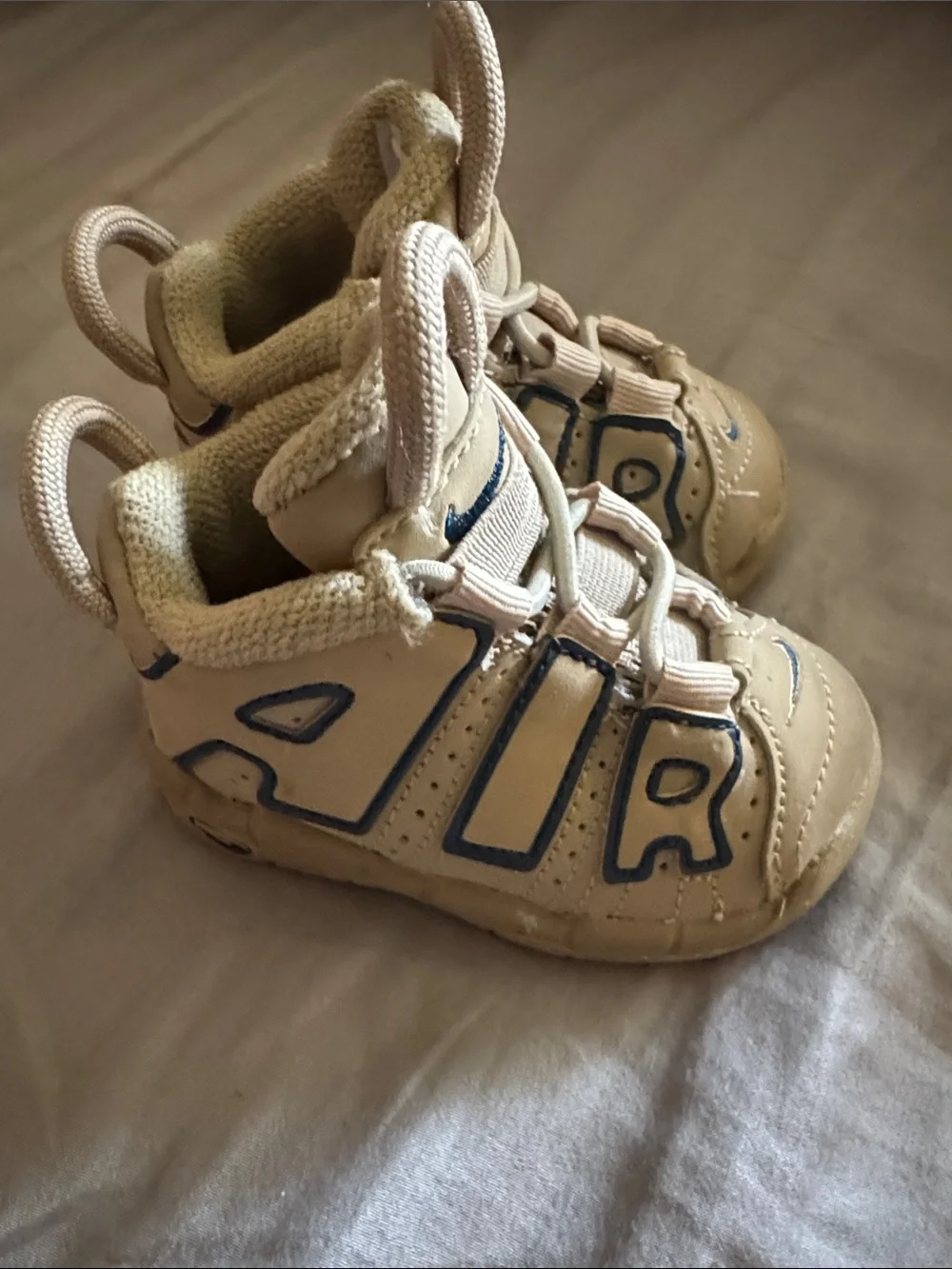 Nike Kids Beige Tan Nike Sneakers with Navy Accents